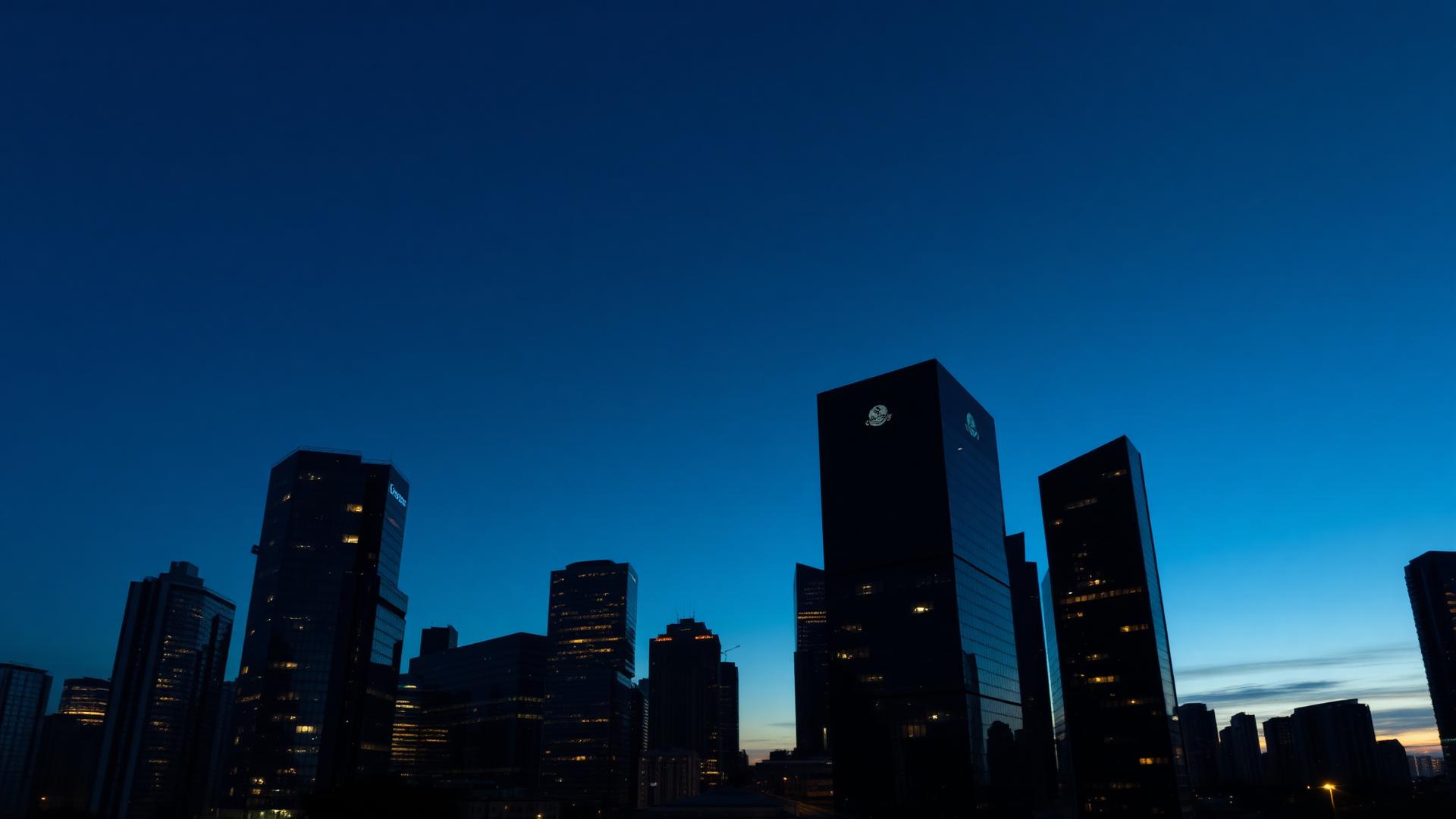 Skyline corporativo brasileiro ao entardecer